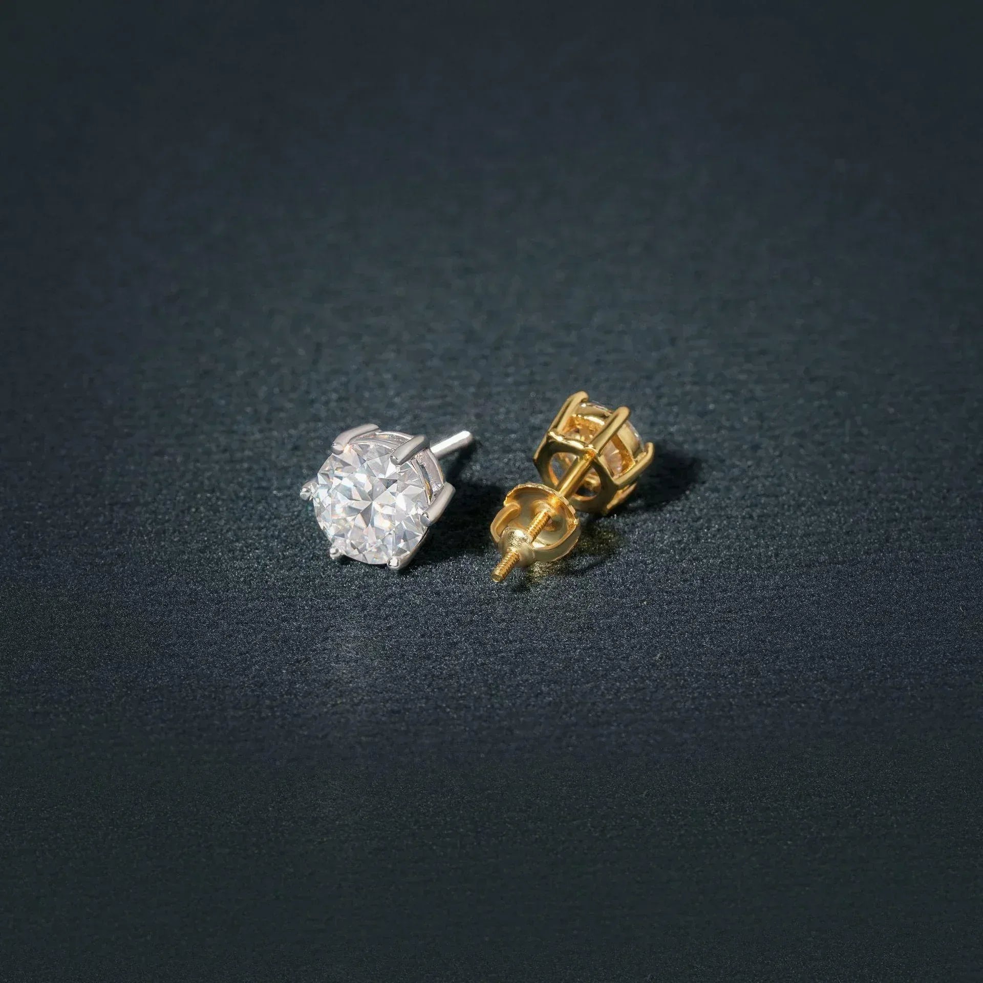Classic 925 Silver Six Prong Round Moissanite Stud Earrings - CaratixJewelry